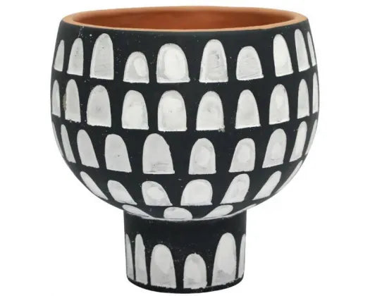 19X20CM ALLURE CEMENT PLANTER - BLACK & WHITE
