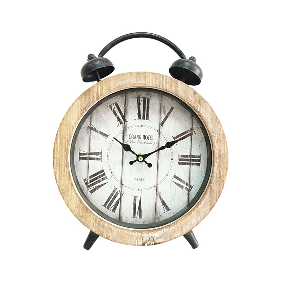 LARGE ‘GRAND HOTEL’ TABLETOP CLOCK W/FAUX ALARM 26X8X32CM