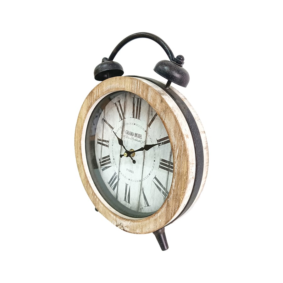 LARGE ‘GRAND HOTEL’ TABLETOP CLOCK W/FAUX ALARM 26X8X32CM