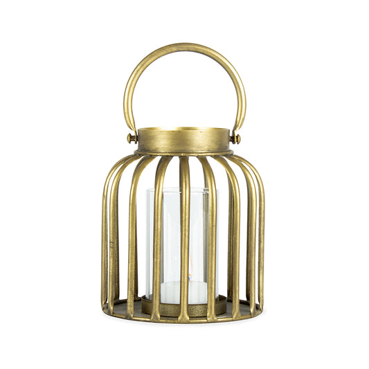 Contemporary Table Lantern brushed Gold 13x13x14.5cm