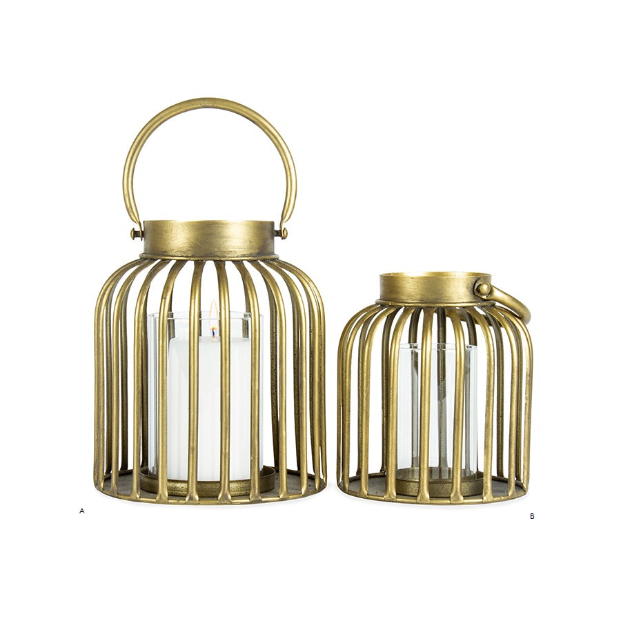 Contemporary Table Lantern brushed Gold 13x13x14.5cm