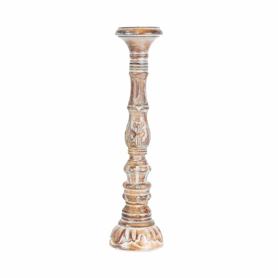 X-TALL/TALL HAND-CARVED EMBELLISHED PILLAR CANDLEHOLDER