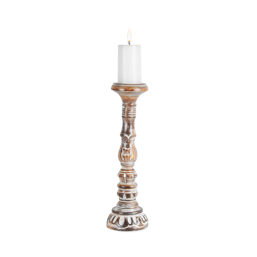 X-TALL/TALL HAND-CARVED EMBELLISHED PILLAR CANDLEHOLDER