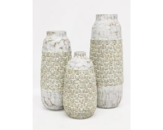 38CM MIRAGE RESIN VASE - DISTRESS WHITE