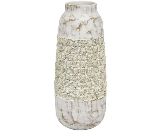 38CM MIRAGE RESIN VASE - DISTRESS WHITE