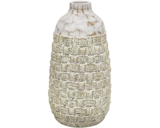 30CM MIRAGE RESIN VASE - DISTRESS WHITE