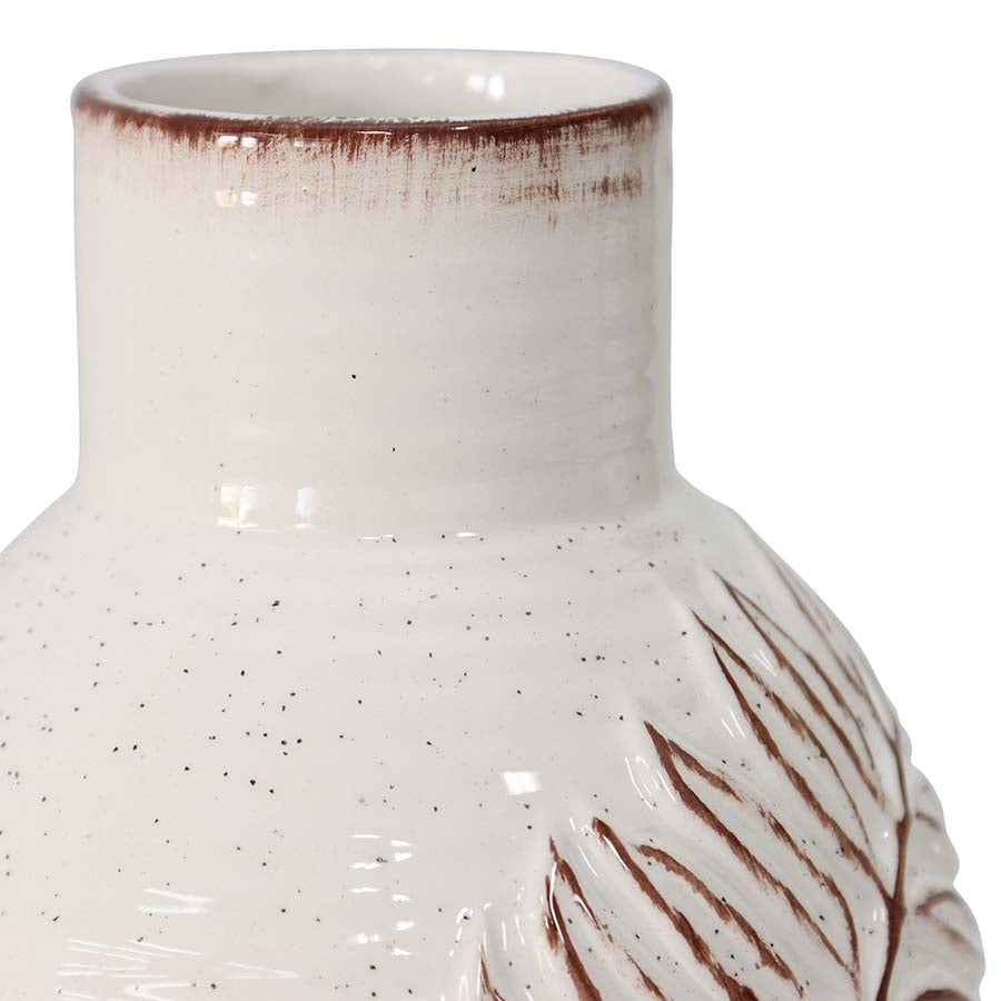 EMBOSSED LEAF CERAMIC VASE