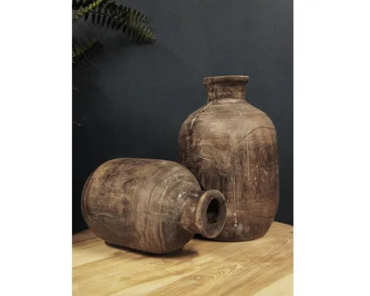 20CM INDALI RUSTIC WOODEN VESSEL