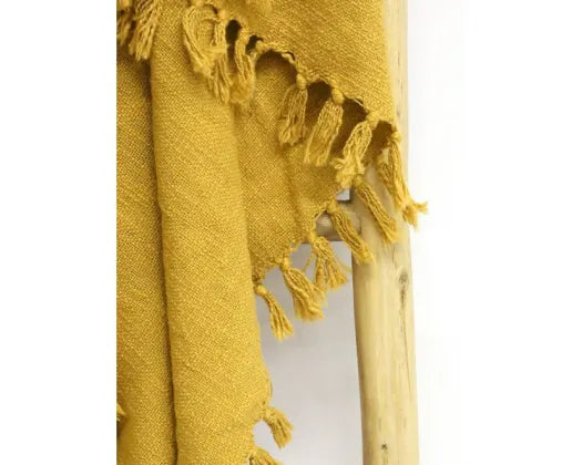 125X150CM CASABIANCA THROW W TASSELS - MUSTARD