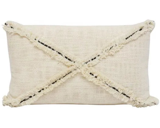 35X55CM CANYONS EMBROIDERED CUSHION - NATURAL & BLACK