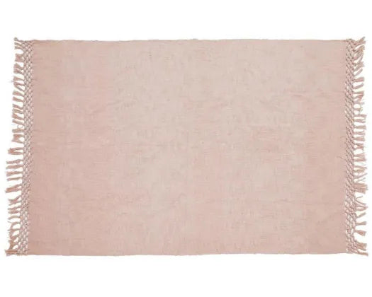 150X125CM ROSA COTTON SLUB THROW - DUSTY PINK