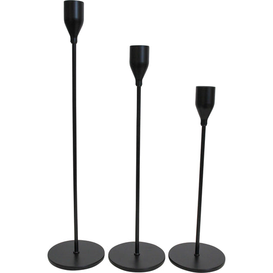 Black Metal Taper Candle Holders Set of 3